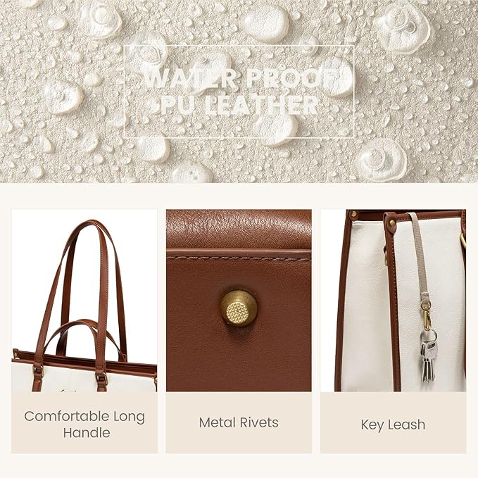 LOVEVOOK Laptop Bag for Women,15.6 inch Work Bags with Clutch, Vintage Leather Laptop Tote Bag,Computer Bag Laptop Purse, Briefcase Tote Bag Shoulder Bag Handbag for Business Office Teacher