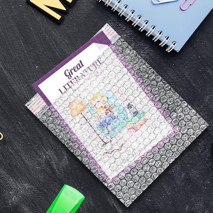 Clear Bubble Out Bags, 7 x 8.5 Inches. 25 Pack Self Seal Bubble Pouches. Polyethylene Clear Bubble Bags for Packing. Waterproof Clear Bubble Out Pouches for Fragile Things