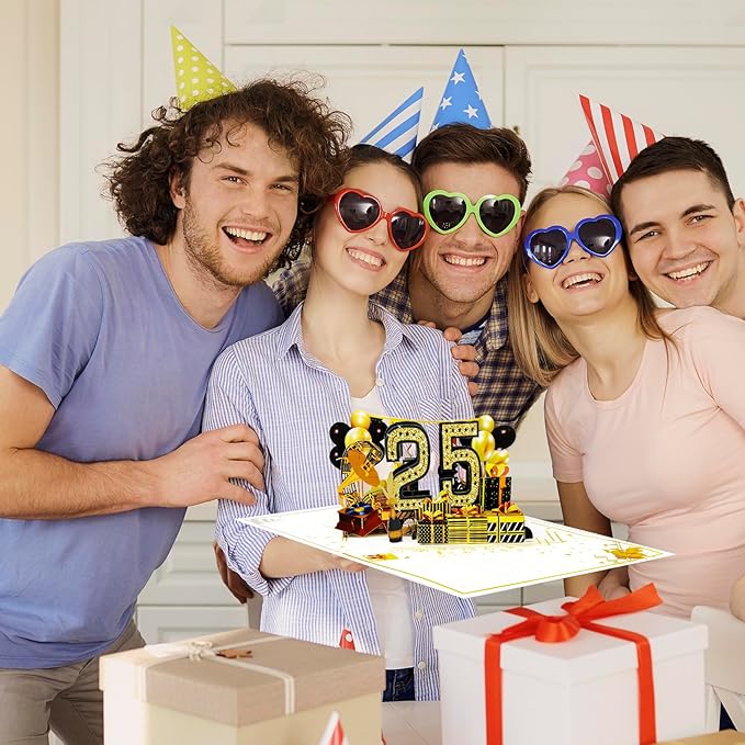25th Birthday Card for Men Women, 3D Pop Up 25th Birthday Gifts Cards for Him Her, Back In 2000 Funny 25 Year Old Birthday Decorations