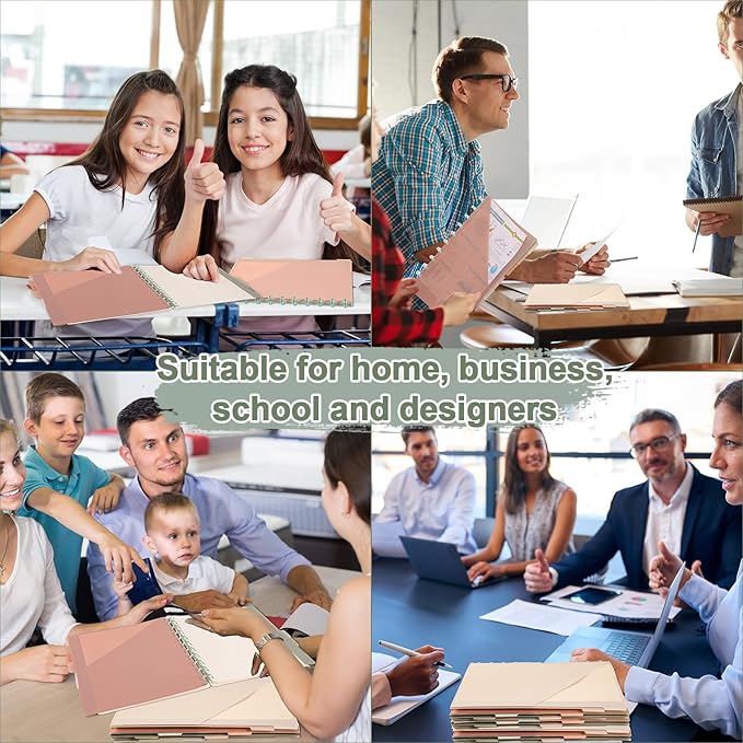 Boho 8 Tab Discbound Notebook Dividers with Pockets Letter Size Disc Planner Pocket 8.5 x 11 Plastic Disc Bound Binder Notebook Divider for School Office Subject Document Discbound System