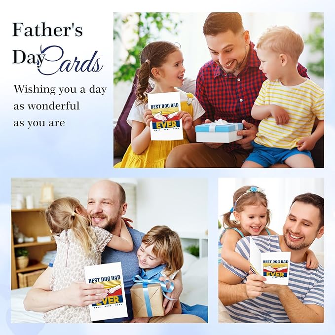 FaCraft Funny Fathers Day Card for Best Dog Dad Ever, 4 x 6, Happy Fathers Day Card with Envelope from Daughter Son Wife