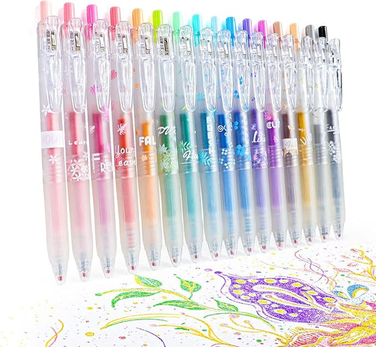 Glitter Gel Pens, 16 Assorted Colors Sparkle Gel Glitter Pens, 0.7mm Fine Tip Retractable Colored Glitter Pens for Adults Journaling Coloring Drawing Doodling (16 COLORS)…