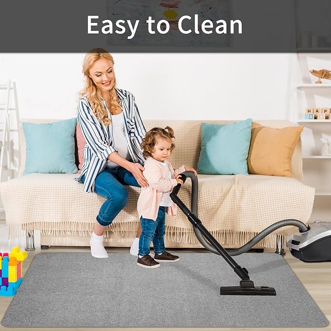 SHAREWIN Office Chair Mat for Hardwood/Tile Floor, 55"x35" Computer Gaming Chair Mat, Under Desk Low Pile Office Rug, Easy-Clean Floor Protector Mat, Light Grey