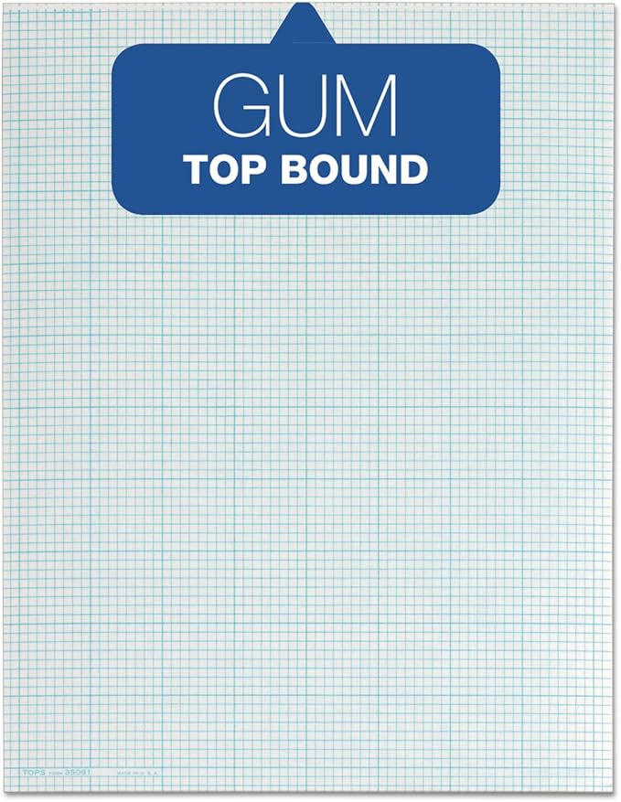 TOPS 35081 Cross Section Pads, 8 Squares, 8 1/2 x 11, White, 50 Sheets