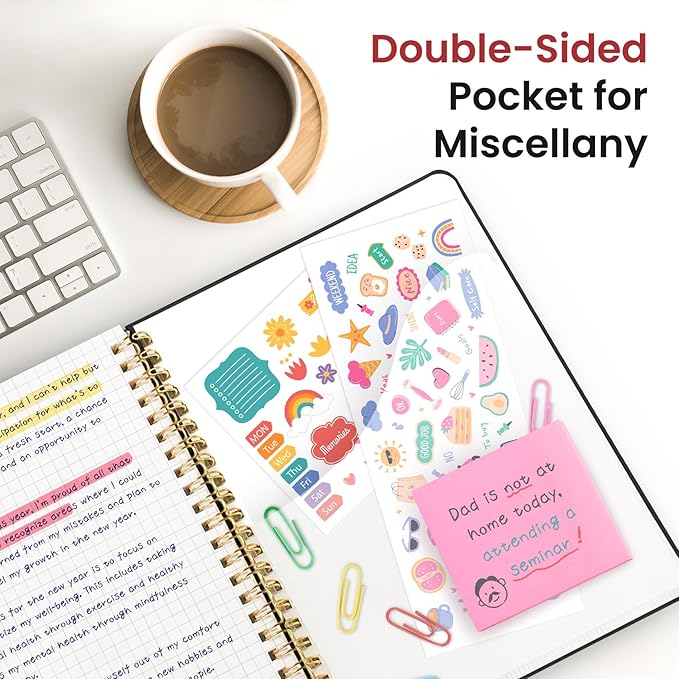 Taja Graph Spiral Journal Notebook for Women & Men, 140 Pages, Graph Paper Hardcover Notebook for Planning & Tracking, Journals for Graphing, A5(6"x8") - Black