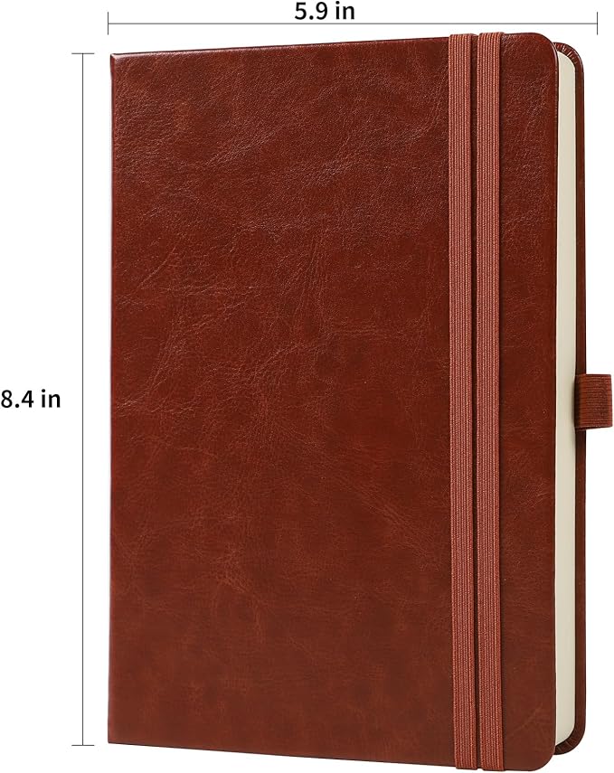 Journal Notebook Journal for Men/Women Journals for Writing A5 180Sheets 360Pages College Ruled Notebook 100gsm Lined Paper Leather Hardcover Journal 5.9'' X 8.4'' (Brown)