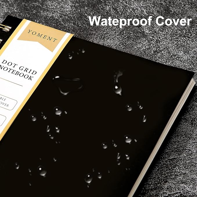 Dot Grid Spiral Notebook A5 Spiral Bullet Dotted Journal 160 Pages Thick Dot Paper Notebooks Plastic Hardcover Spiral Notebook 5x7 Wire Bound Notebooks for Note Taking School Office Supplies,Black