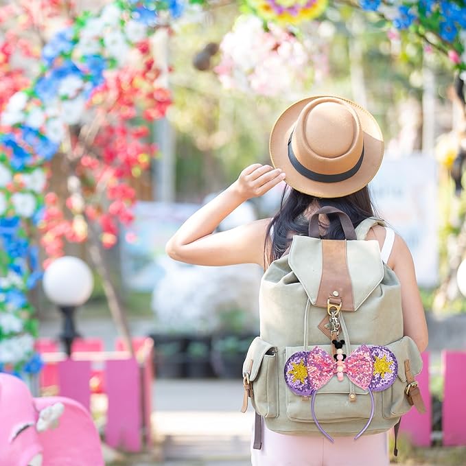 2Pcs Mouse Ear Holder for Backpack Beaded Lanyard Keychain Park Trip Essentials Headband Hanging Display Accessories