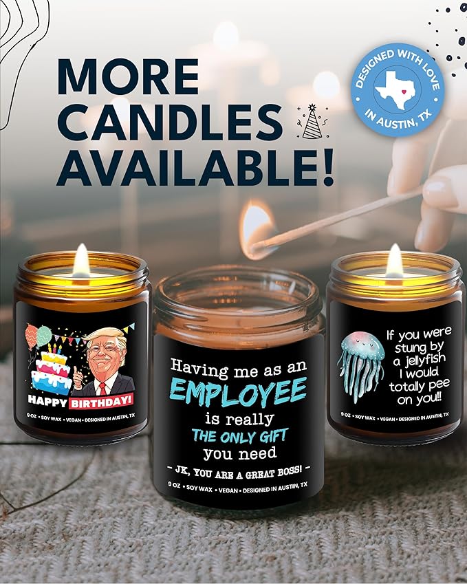 Funny Boss Candle, Boss Gifts for Men, Best Boss Gifts for Men, National Boss Day Gifts for Men, Gag Gift for Boss, Having Me as an Employee is The Only Gift You Need, Birthday, Christmas, Gift-Ready
