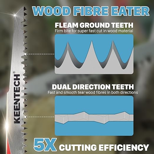 KEENTECH CR-V Sawzall Pruning Blades, 12 Inch 5TPI, with Fleam Ground Teeth for Tree Branch Root Wood, PVC Pipe Cutting, Reciprocating Saw Blade Fast Cutting for Professional, DIYer, Gardener, 10 Pack