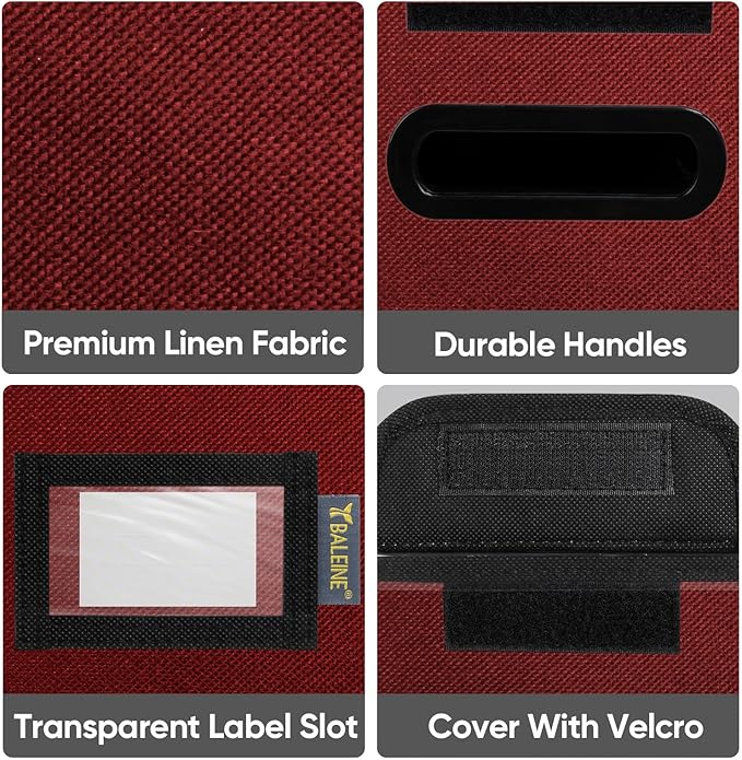 BALEINE File Organizer Box with Lid, Collapsible File Folder Organizer with Plastic Slide, Hanging File Folder Box for Office Document Storage (1 Pack, Red, S)