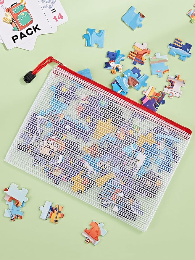 JARLINK 20 Pack 10 Colors Zipper Mesh Document Pouch, 6x9 Inch/A5, Plastic Water-Resistant File Bags, for School Office Supplies, Cosmetics Travel Storage, Assorted Color