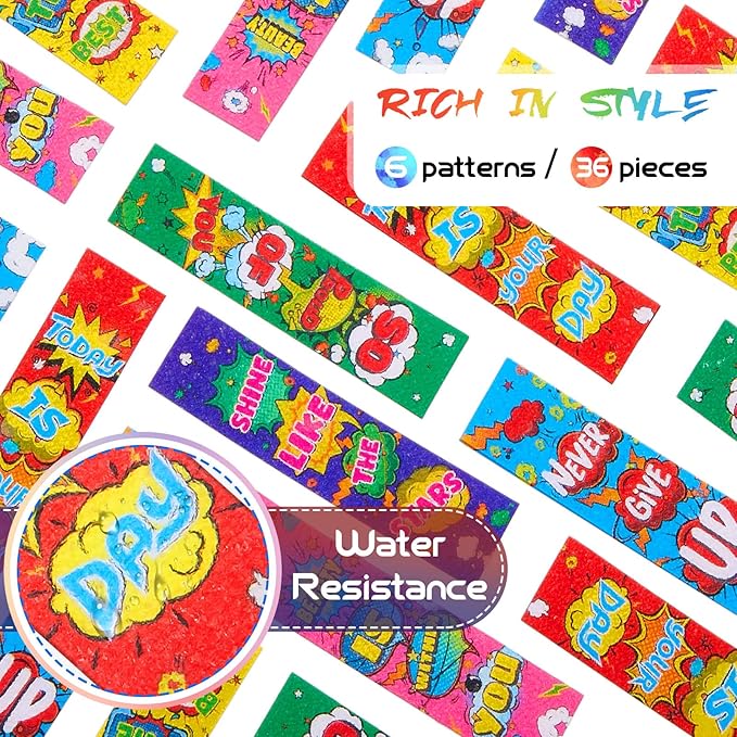 36 Pieces Anxiety Sensory Stickers Cute Fidget Textured Strips Toys Anti Stress Tactile Rough Sensory Calm Textured Strips Adhesives Anxiety Relief for Adults Teens Desk Classroom (Hero Style)