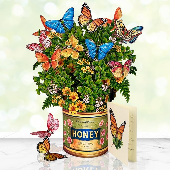 Freshcut Paper Pop Up Cards, Butterflies & Buttercups, 12 Inch Life Sized Forever Flower Bouquet 3D Popup Greeting Card, Birthday Cards, Thank You Card, Blank Notecard & Envelope
