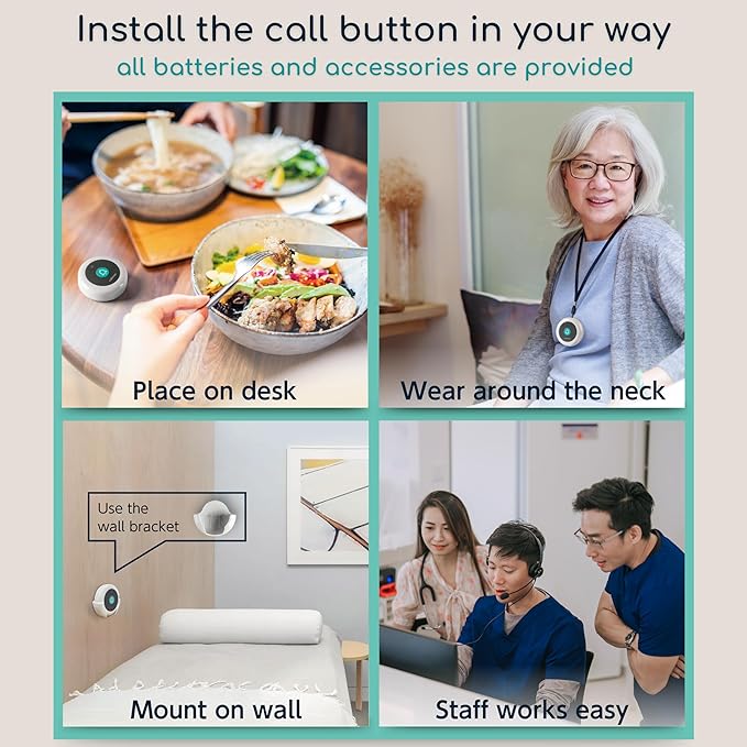 Wireless Call Light System with Call Buttons for Elderly at Home Call Bell for Clinic Seniors Assisted Living Emergency Wellness Center Hospital Restaurant, Maple Wood Texture