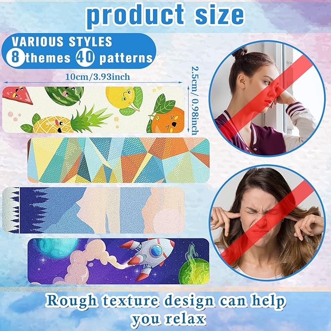 80 Pcs Anxiety Sensory Stickers with Inspirational Quotes Calm Textured Strips Relief Mental Health Stickers School Office Adhesive Sensory Tape Anti Stress Toys for Adults Teens (Shiny)