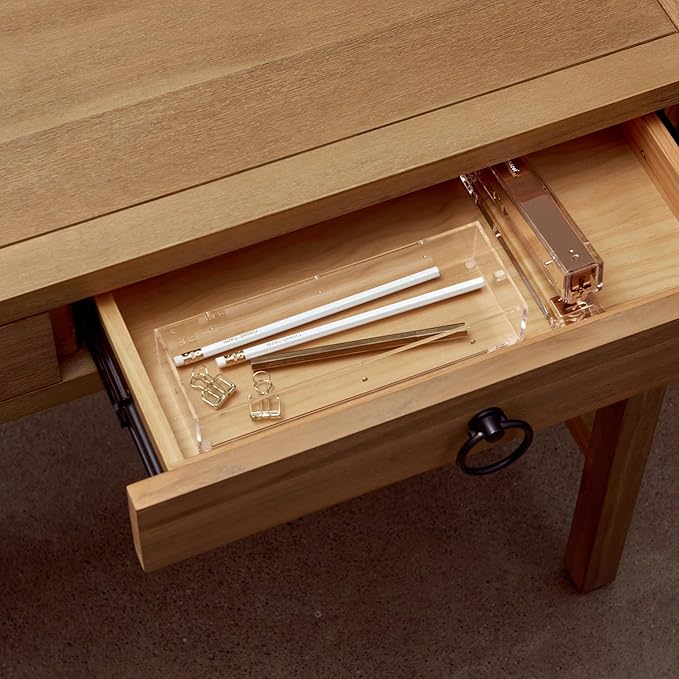 russell+hazel Long Acrylic Drawer Bloc, 9” x 3”, Desktop Organization, Clear, 1 Count, 98145