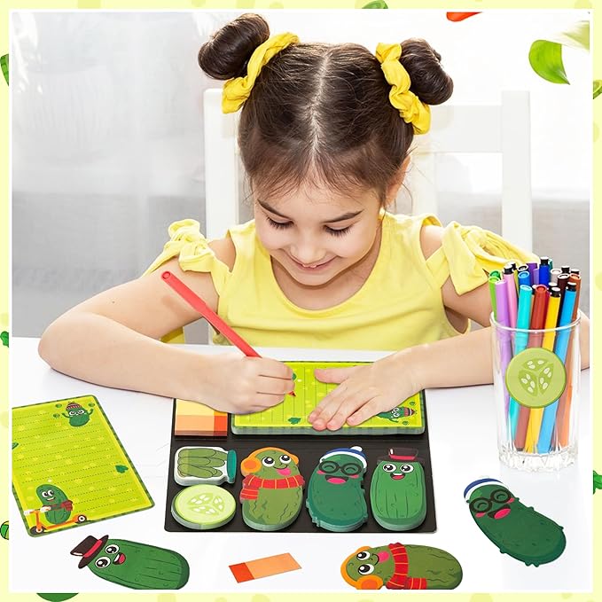 B1ykin Sticky Notes Set - Cartoon Theme Cute Self-Stick Notes Pad Teacher Appreciation Gifts， Self-Adhesive Writing Memo Pages Sticky to Do Notepad for Kids Employee School Office (Pickles)