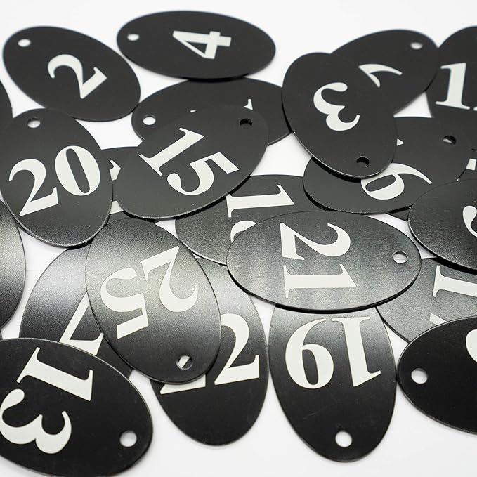 StayMax Aluminum Alloy Oval Number Tag Key Tag with Key Rings