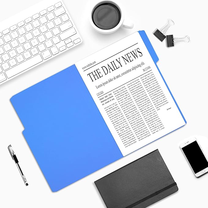 Amazon Basics File Folders, Letter Size, Heavyweight 1/3-Cut Tab Assorted Colors, 50-Pack