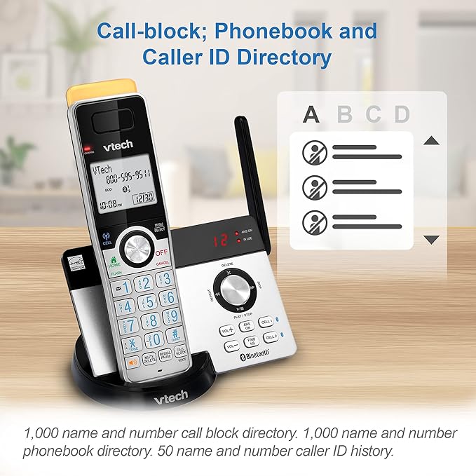 VTech IS8121-3 Super Long Range up to 2300 Feet DECT 6.0 Bluetooth 3 Handset Cordless Phone for Home with Answering Machine, Call Blocking, Connect to Cell, Intercom and Expandable to 5 Handsets