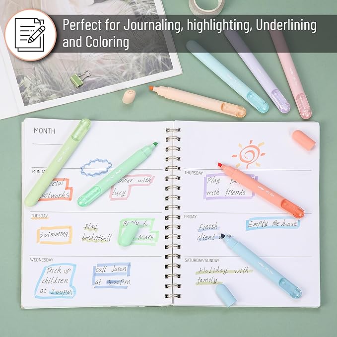 Mr. Pen- Aesthetic Highlighters, 8 Pack, Chisel Tip, Pastel Colors, Cute Highlighters Assorted Colors, Cute Highlighters for School Highlighters, Highlighter Set, Pastel Highlighters
