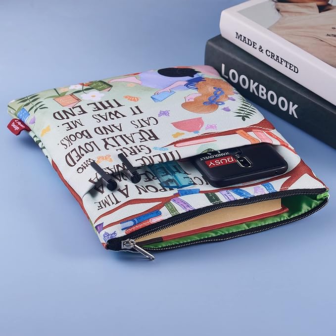 Book Sleeve for Book Lovers, Bookish Book Protector, Book Covers for Paperbacks, Washable Fabric, Book Sleeves with Zipper, Medium 11 Inch X 8.7 Inch