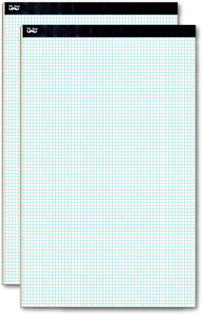 Mr. Pen- Graph Paper, 2 Pack of 22 Sheets, 17"x11", 5x5 (5 Squares per inch), Graphing Paper, Grid Paper Pad, Math Graph Paper Pad, Drafting Paper, Computation Pads, Large Graph Paper