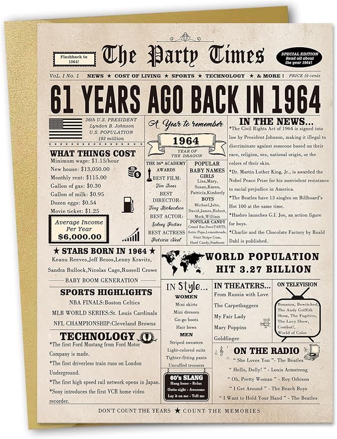 61st Birthday Card Gifts for Women Men, Retro Birthday Gifts Cards for 61 Year Old Mom Dad Husband Wife. 61 Bday Decorations Ideas