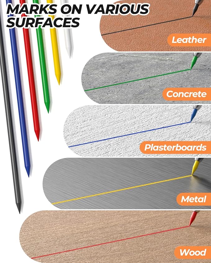 Nicpro 4 Pack Carpenter Pencil with Sharpener, Mechanical Carpenter Pencils with 52 Refills, Construction Pencil Heavy Duty Woodworking Pencils for Architect (Red, Black, Yellow, Blue)