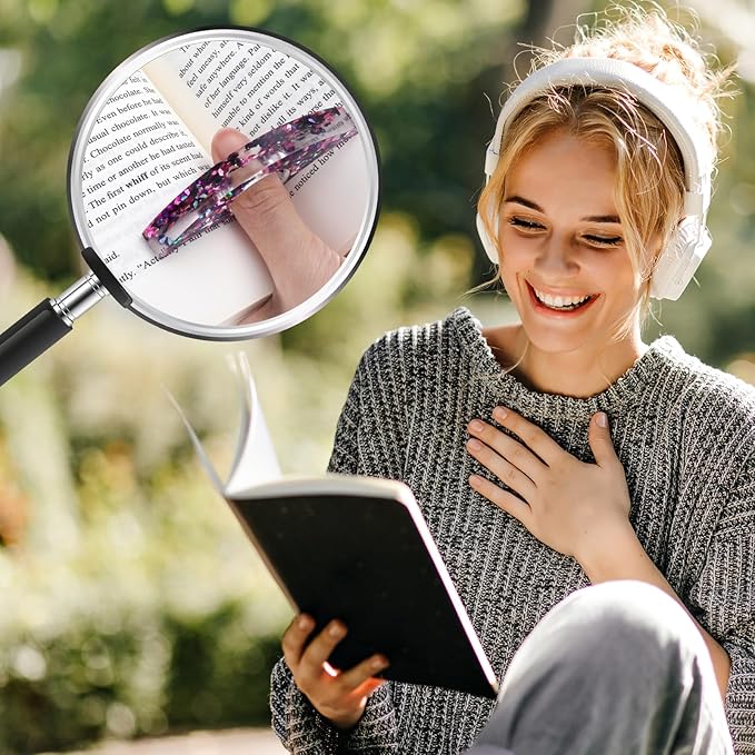 Rhinestones Book Page Holder, Glitter Crystal Thumb Book Holder, Sector Resin Book Opener Handmade Thumb Bookmarks Reading Accessories for Birthday Party Wedding Gifts(Purple Green)