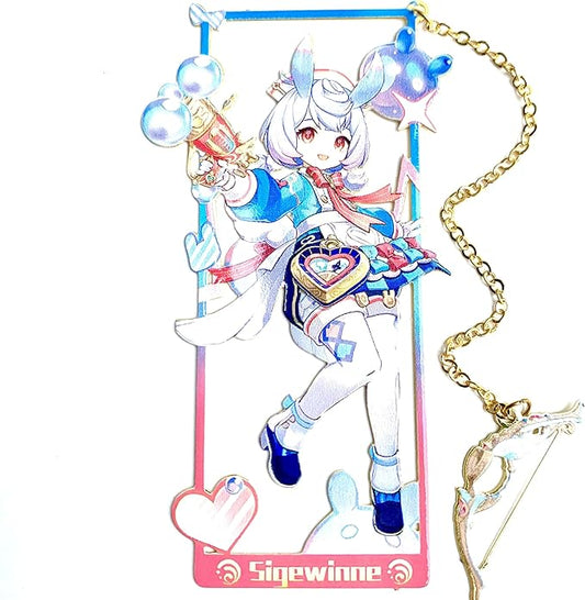 Genshin Impact Sigewinne Metal Bookmark - Anime Figure Merch with 3D Display Box - Birthday Gifts for Fans Friends Gamer Book Lovers - Zllada