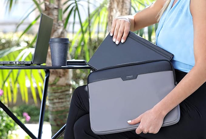 Targus Newport Modern Style Sleeve with Durable Water-Repellent Nylon, Back Zip Pocket Pouch, Protective Slipcase fits 11-12-Inch Laptop/Notebook, Gray (TSS100104GL)