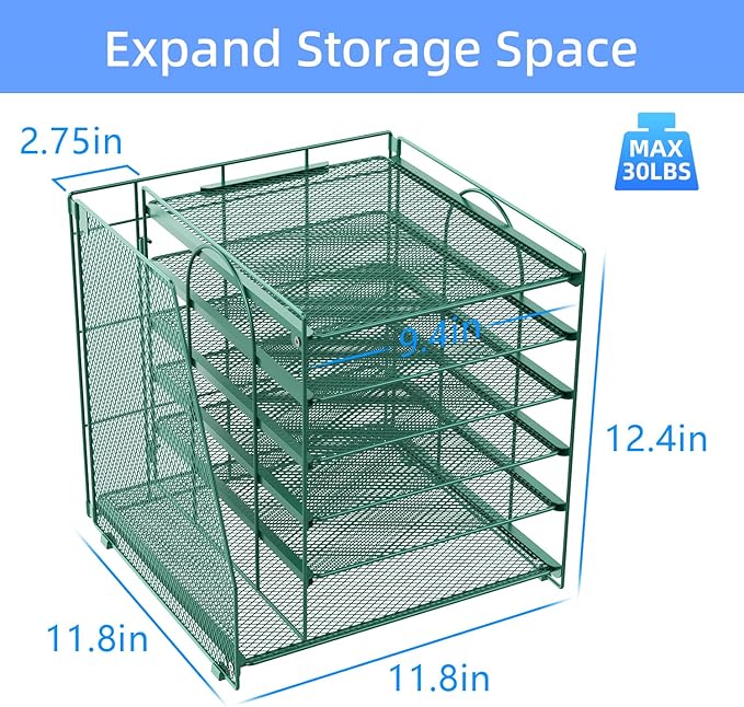 gianotter Desk Organizers and Accessories, 6-Tier Paper Organizer with Magazine rack, File Organizer for Desk, Office Accessories & Workspace (Green)
