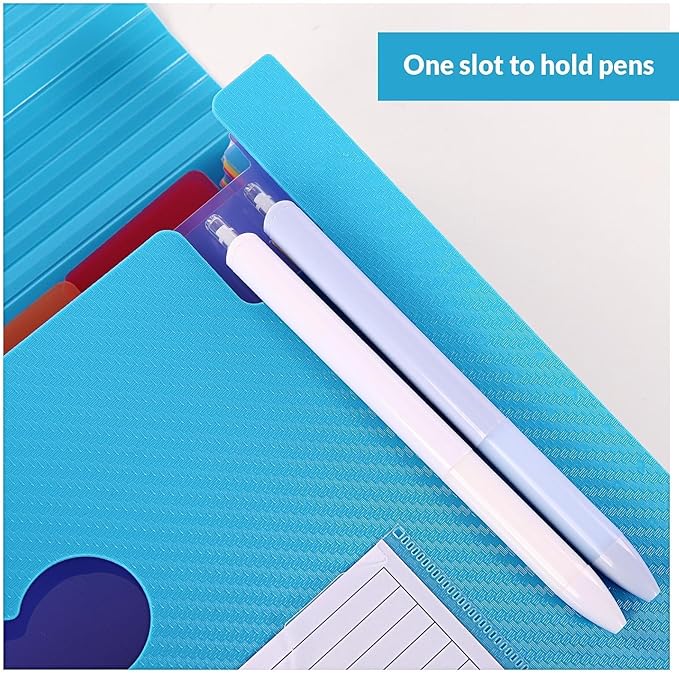 SKYDUE File Organizer, 12 Pockets Accordian File Organizer, Letter Size Expanding File Folder with Colored Tabs and Expandable Cover Portable Bill Receipt Organizer Blue