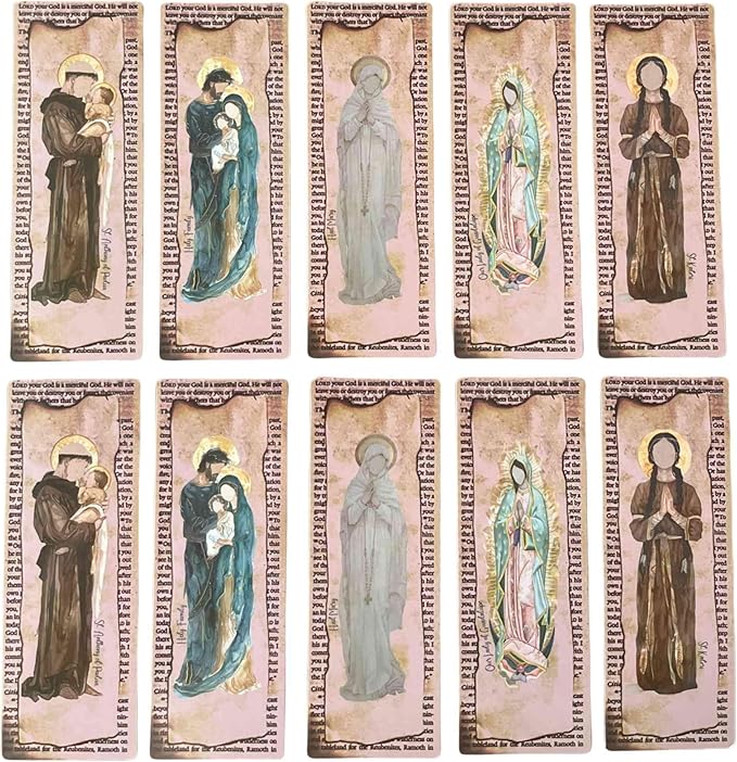 Thinkor Bible Bookmark, 10 PCS Christian Religious Gift, Vintage Background, Double-Sided Printing & Laminated (Catholic 10 PCS)