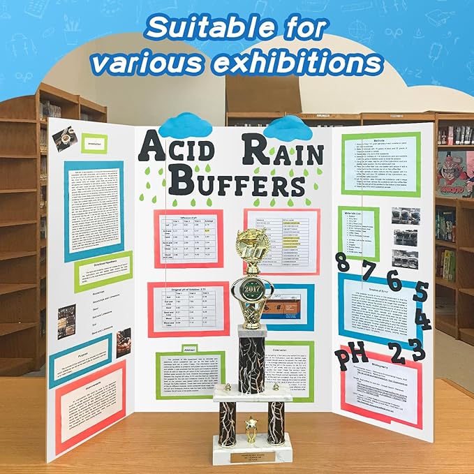 VinTS 8 PCS Trifold Poster Board, 36" x 48" White, Sturdy Foldable Display Boards for School Projects, Science Fair, Business Presentations, Exhibitions, Workshops