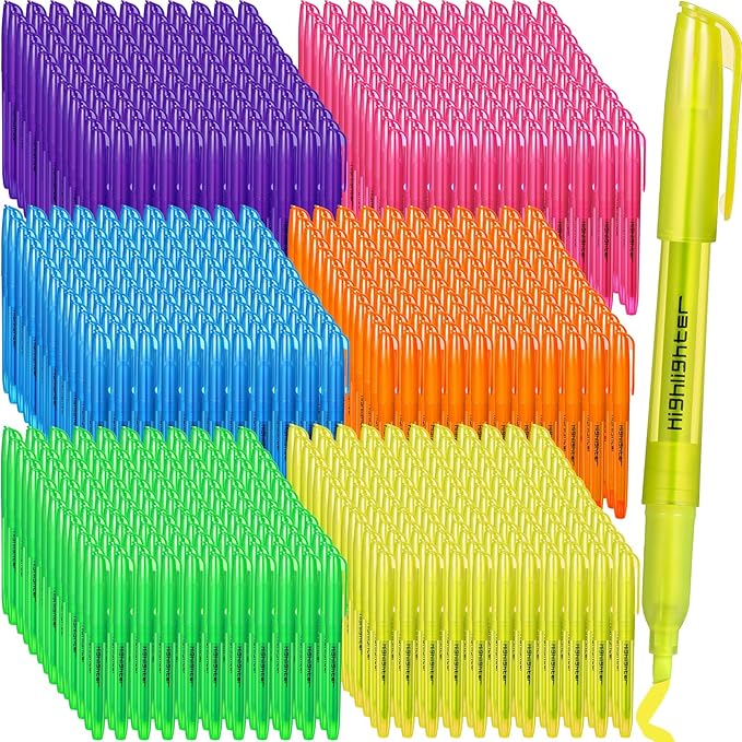 Thenshop 540 Pcs Highlighter Bulk Pack Assorted Colors Highlighter Markers Chisel Tip Fluorescent Pens for Office Classroom Back to School Supplies