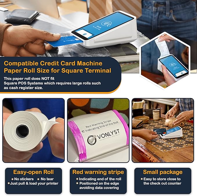 Receipt Paper Roll for Square Terminal Credit Card Machine (40 rolls)