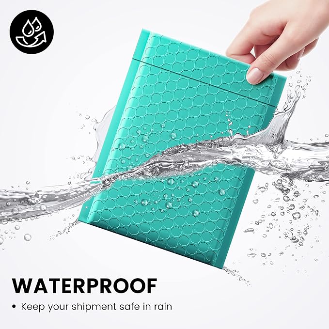 Fuxury Bubble Mailer, 6x10 Inch Bubble Mailers 50 Pack, Self-Seal Adhesive Padded Envelopes, Water Resistant Mailers, Shipping Envelopes for Packaging, Small Business, Mailing,Bulk Teal #0