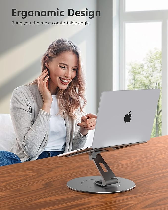 Portable Laptop Stand,【360 ° Rotating Laptop Stand for Desk】,Adjustable Laptop Riser,Ergonomic Computer Notebook Stand Holder for MacBook Air Pro,Dell,XPS,HP(10-17.3")-Black