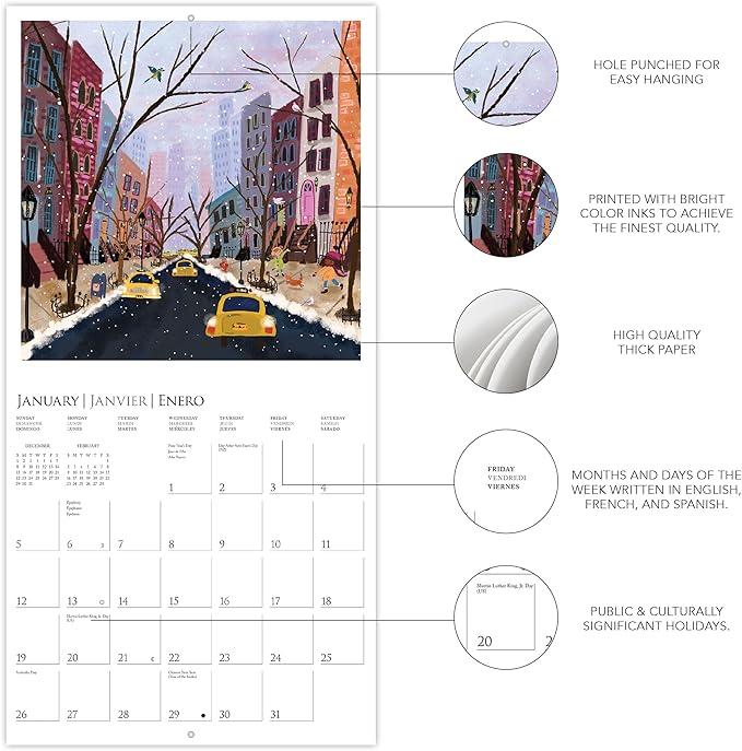 Graphique 2025 Joyful Landscapes Wall Calendar | 12” x 12” | Thick Paper | Home & Office Organizer | Large Monthly Grid | 3 Languages & Marked Holidays | 4 Month Preview Page for 2026