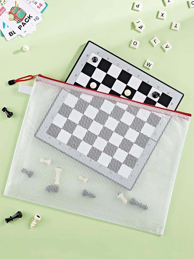 JARLINK 10 Pcs A3 Mesh Zipper Document Pouch, 10 Colors, Waterproof Plastic File Pouches for Organizing School and Office Supplies, Cosmetics, Travel Accessories