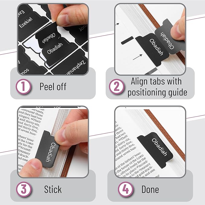 Mr. Pen- Bible Tabs, 75 Tabs, Black, Laminated Bible Tabs for Women and Men, Bible Tabs for Study Bible Index Tabs, Bible Book Tabs, Bible Labels Tabs, Mr Pen Bible Tabs for Women Study Bible