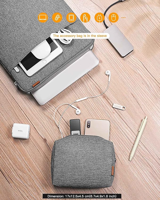 Inateck 360° Protective Laptop Bag with Accessory Bag, Compatible with 16-inch MacBook Pro/Max M4 M3 M2 M1 2019-2023, Gray