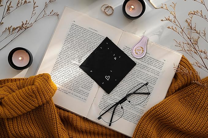 ABTOLS Magnetic Leather Initial Bookmarks, Vintage Initial ID Identification Book Marker Clip Gift Purple Capital Letter Book Markers for Book Lover Avid Readers (A)