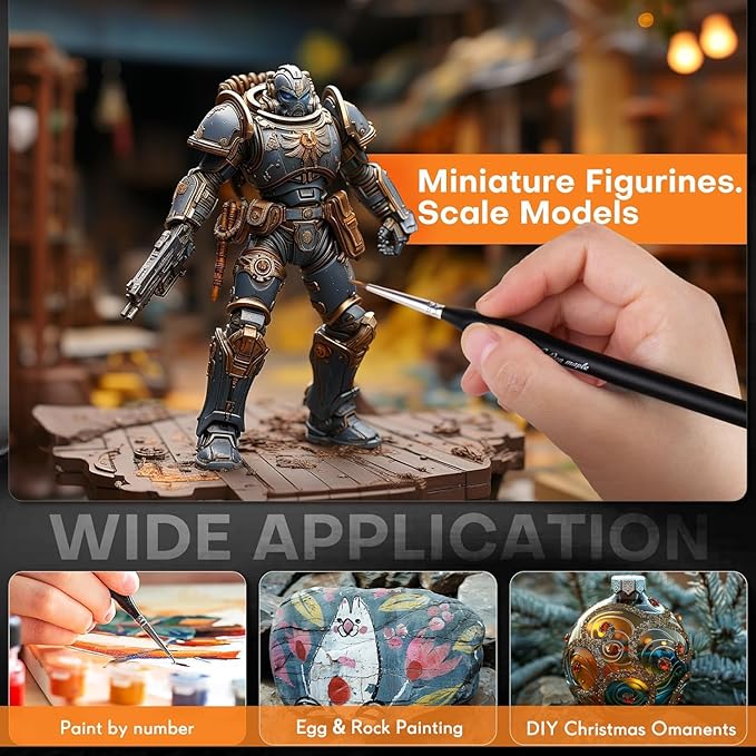 golden maple Detail Paint Brush Set- 5 Sizes with Triangular Handle for Detailing & Art Painting - Acrylic, Watercolor, Oil,Gouache,Miniatures, Models,Nails.