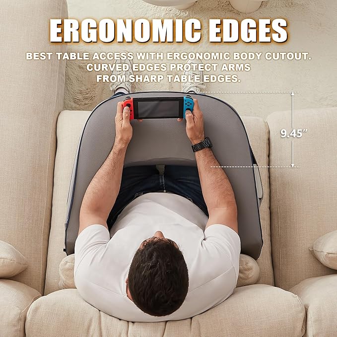 Soft Lap Desk Pillow for Adult, Extra Large Reading Pillow with Pocket, Arm Rest Pillow, Memory Foam Bed Rest Pillow can Reading, Working in Bed Floor Sofa (Grey)