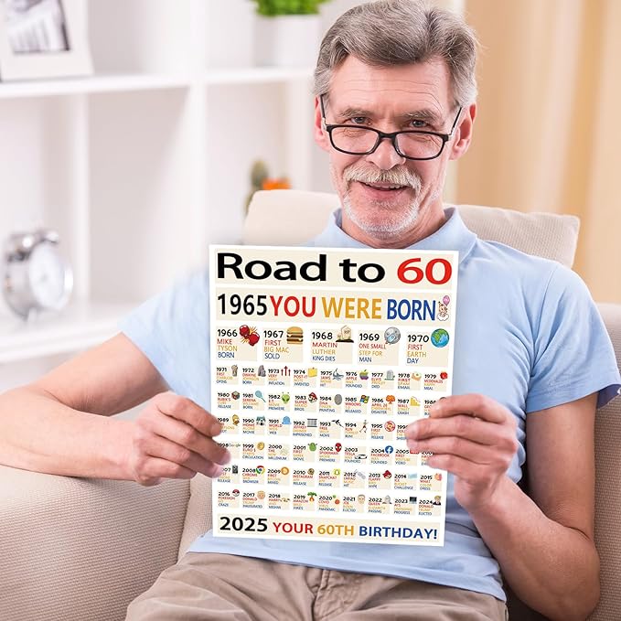 OJsensai Happy 60th Birthday Gifts for Women Men, Big 60 Years Old Birthday Card for Friends Mom Dad, Best Sixty Bday Gifts Decorations for Grandpa Grandma