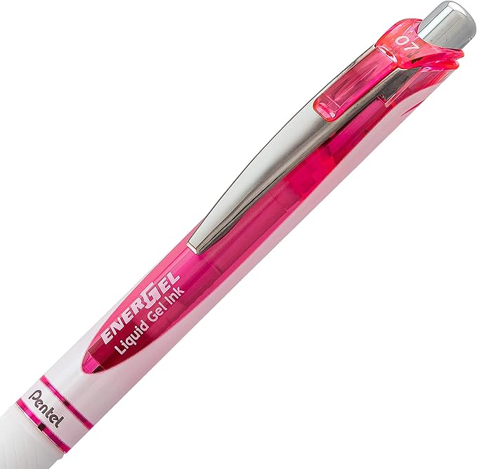 Pentel Pink BCA EnerGel Pearl RTX Retractable Gel Pen, 0.7mm (BL77WBP2PP)